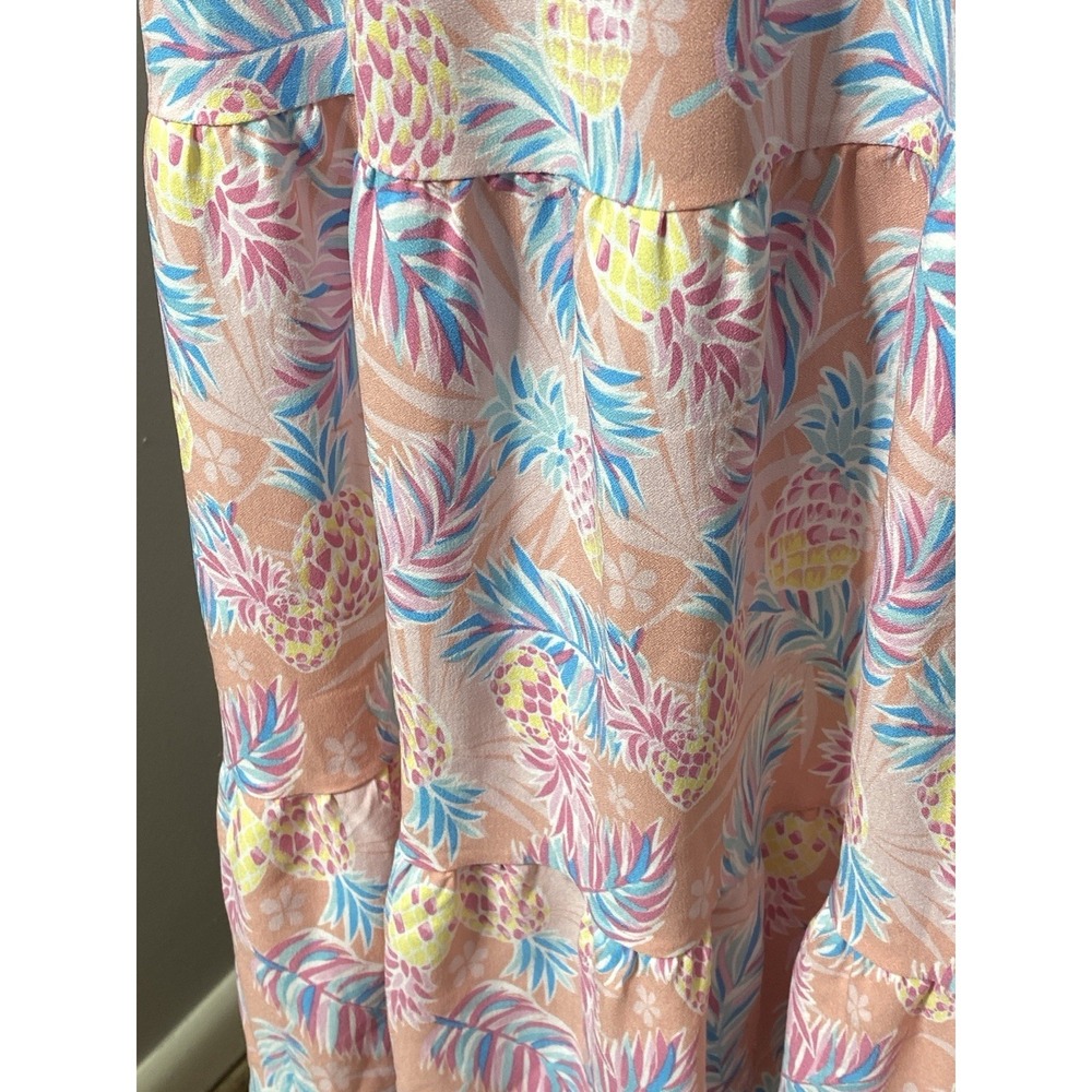 Simply Southern Tank Dress Maxi Soft Floral Pineapple Beachy Resort Wear Size L - Picture 5 of 10